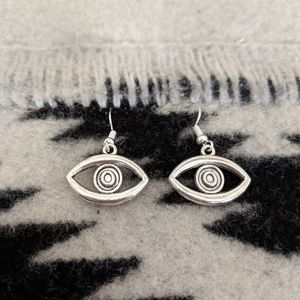 Illuminati Evil Eye Silver Earrings